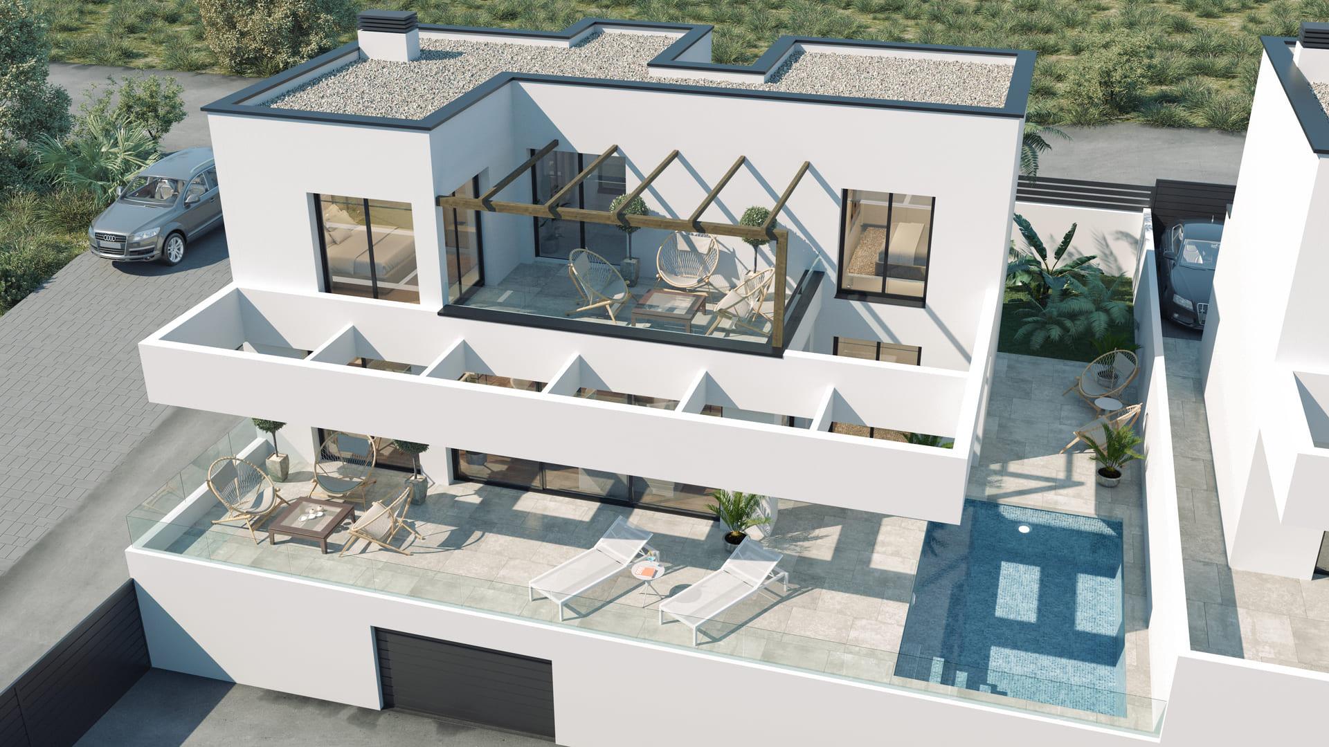 Master bedroom wardrobe area in new-build villa, Golf Puig Campana