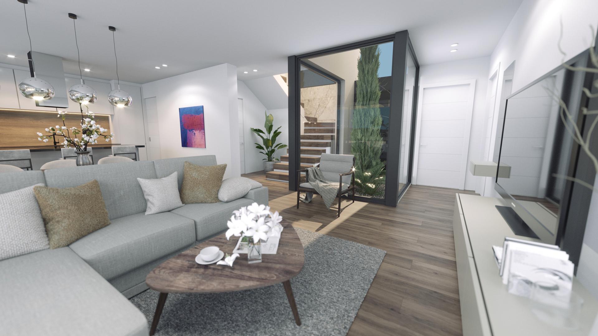 Hallway and entrance of new-build villa, Golf Puig Campana, Finestrat