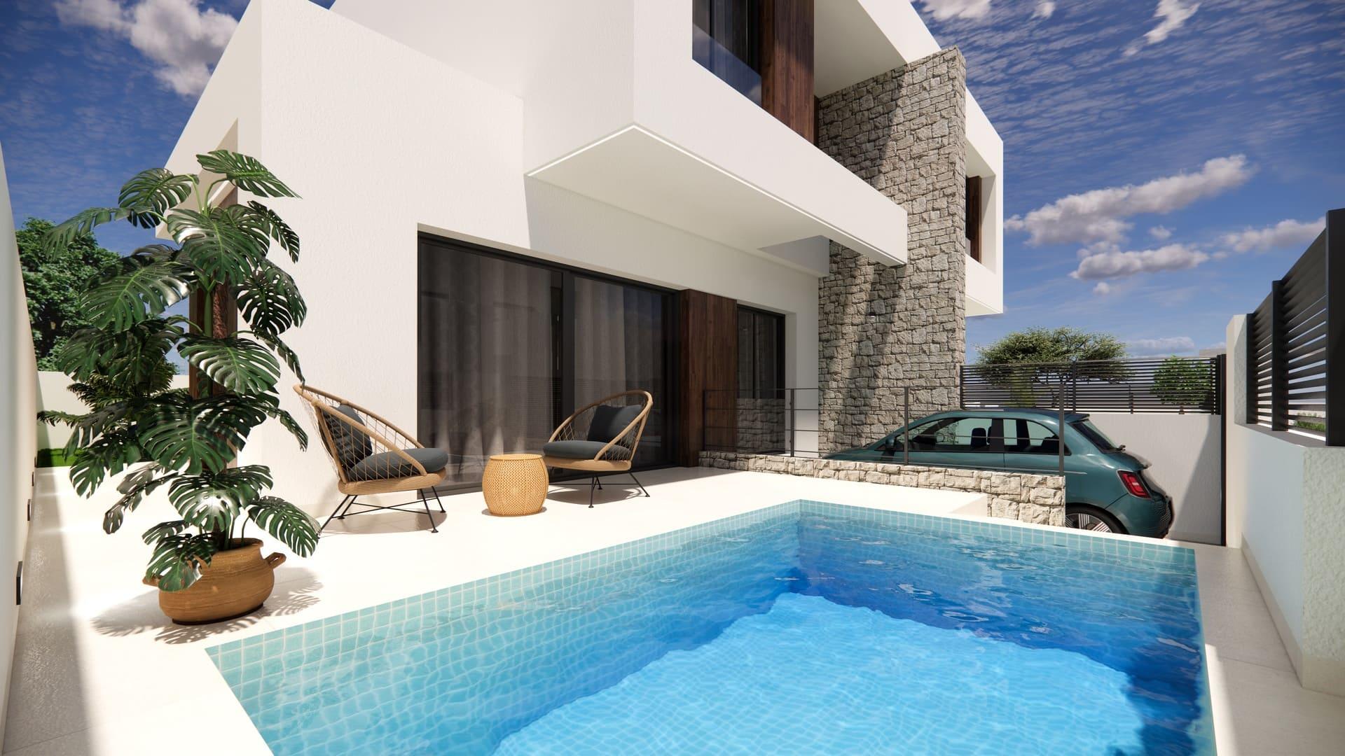 Villa for sale in Dolores, Alicante - exterior view of new-build 3-bedroom villa