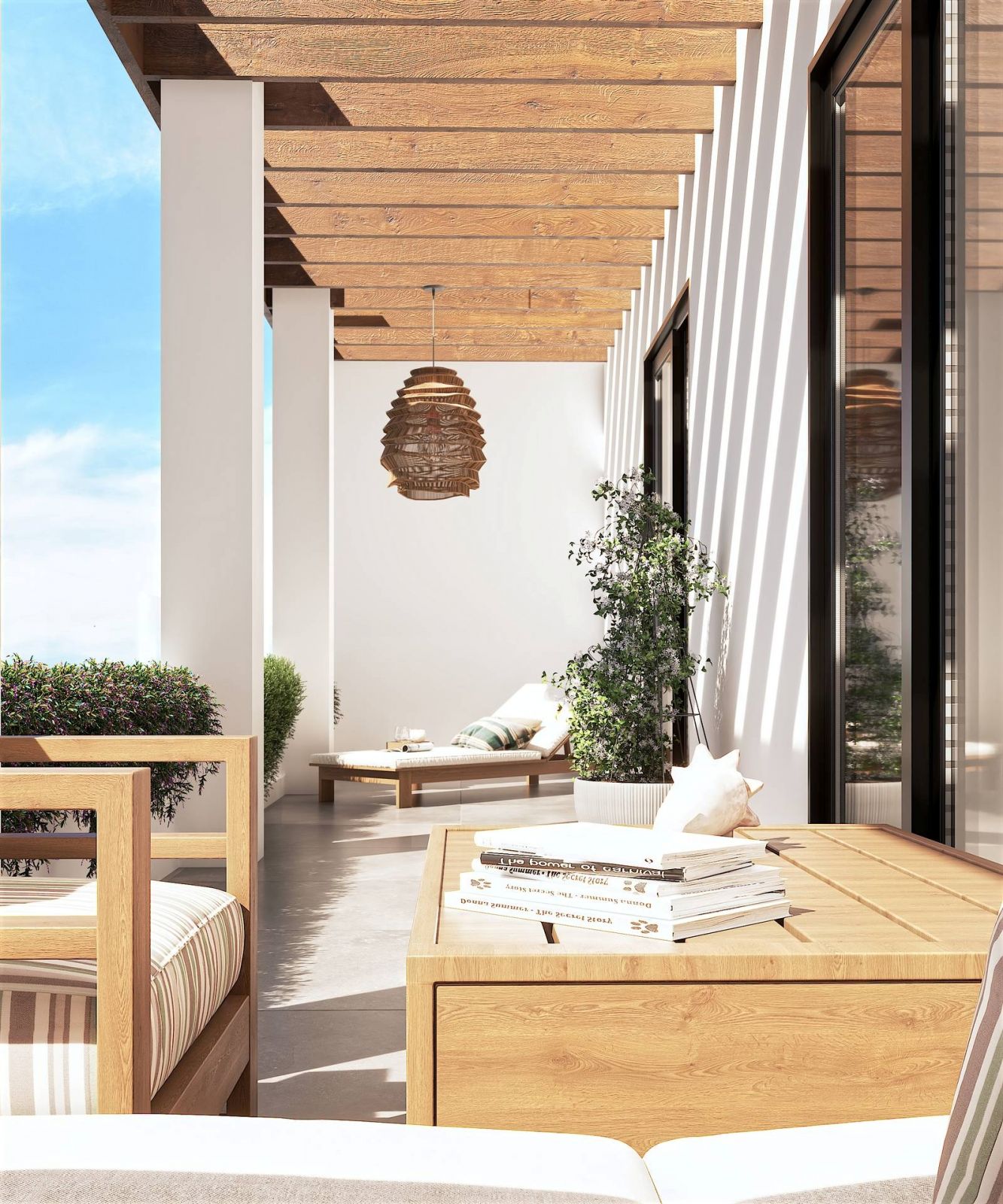 Aerial or elevated view of Las Flores residential complex, Mijas