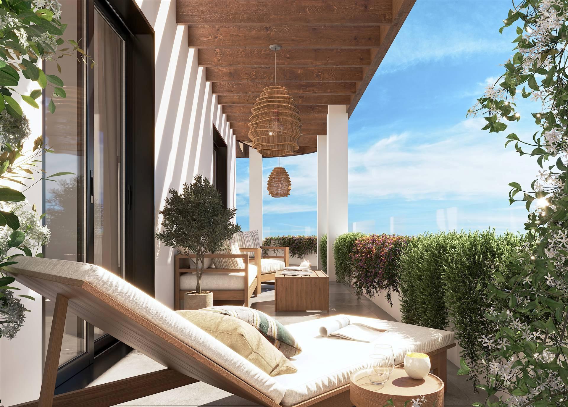 Exterior building detail, new-build apartment complex, Las Flores