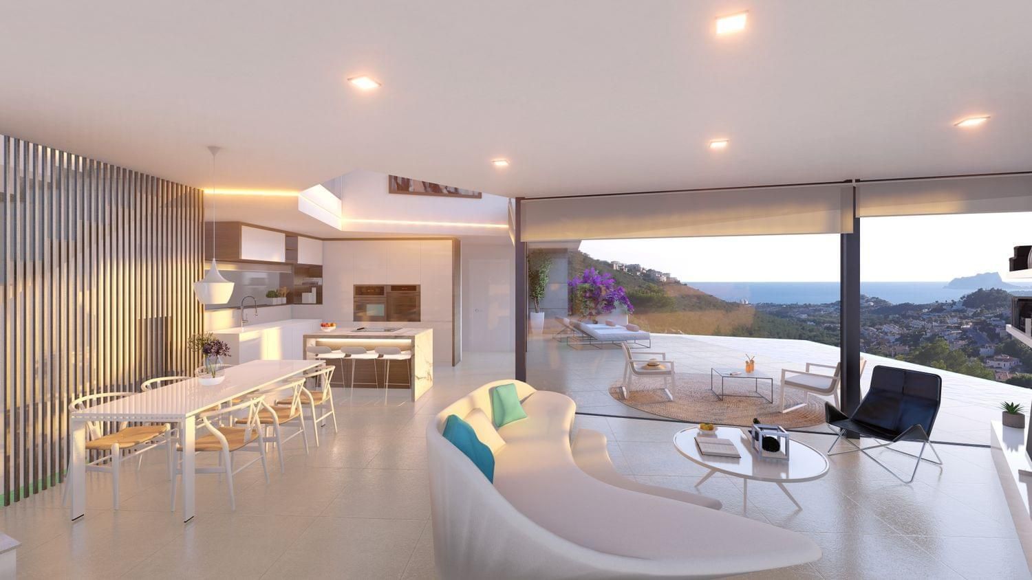 Living area in 3-bedroom new-build villa, Alcassar, Benitachell