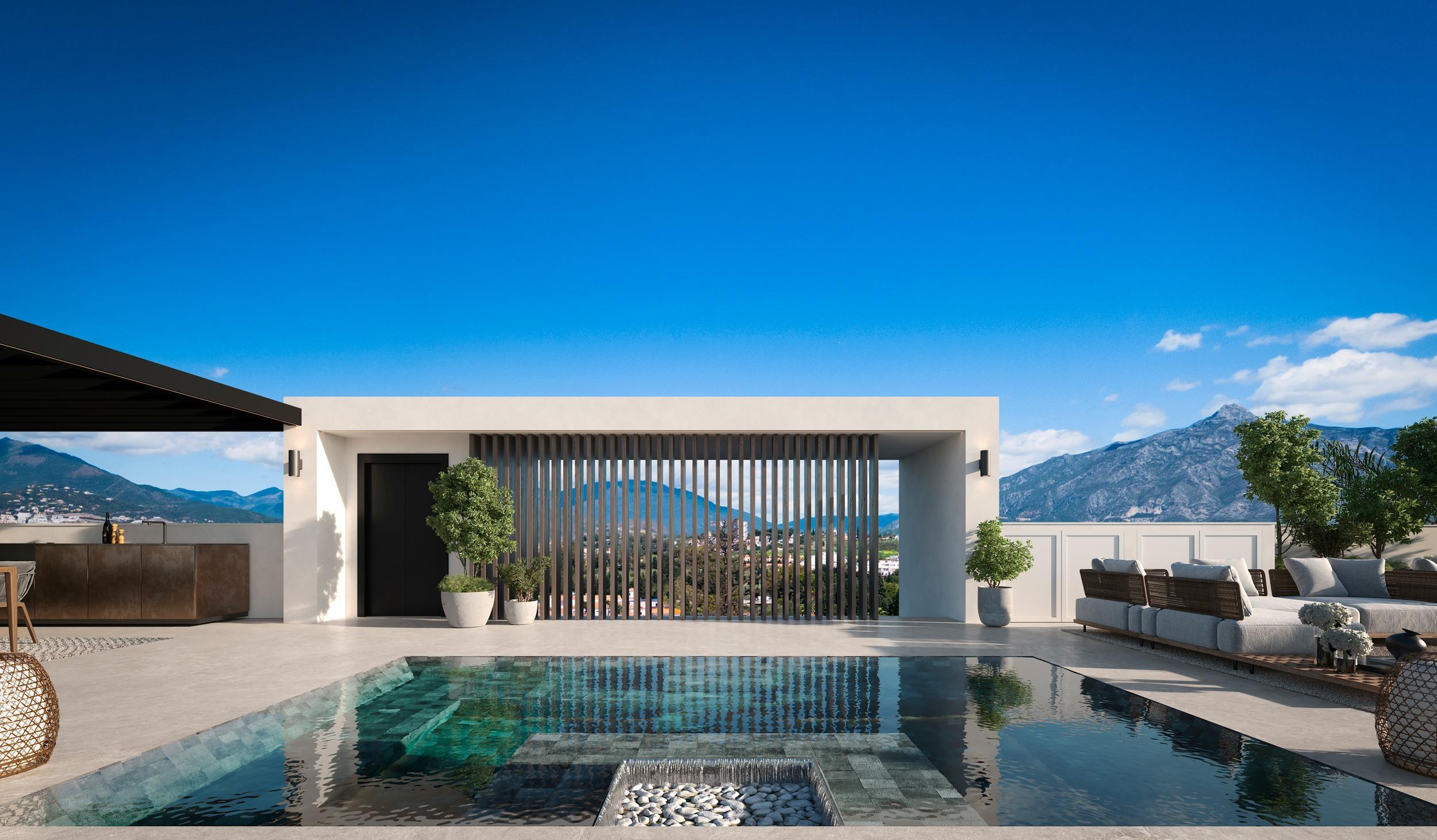 Exterior facade of 4-bedroom new-build villa in San Pedro de Alcántara, Marbella