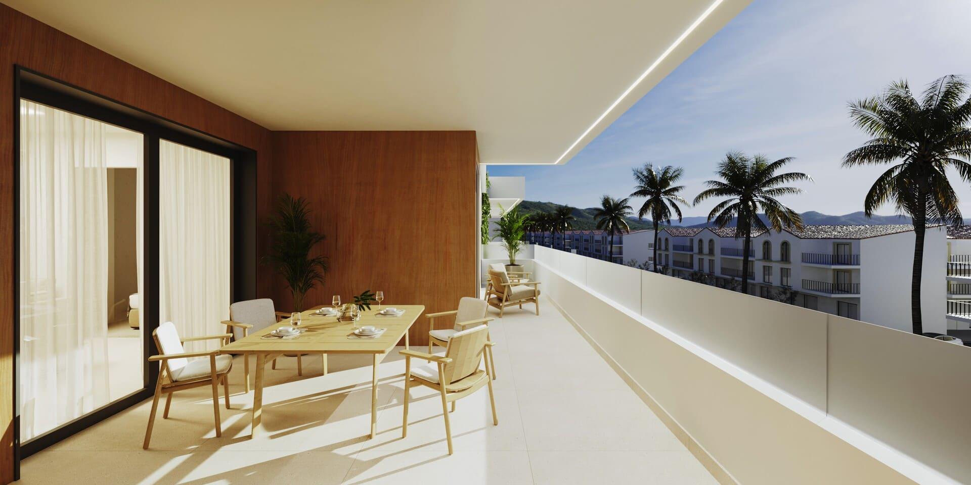 Living room with natural light, new-build apartment, San Pedro de Alcántara