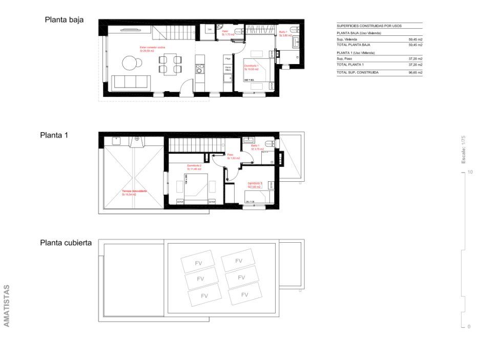 Floor plan of 3-bedroom new-build villa, Daya Nueva, Alicante