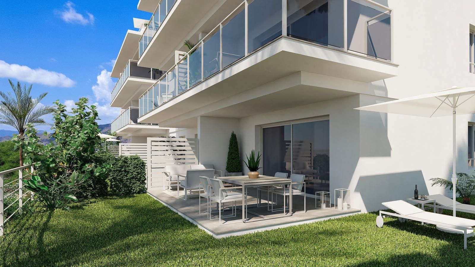 Open-plan living and dining area in 3-bedroom penthouse, Finestrat Hills