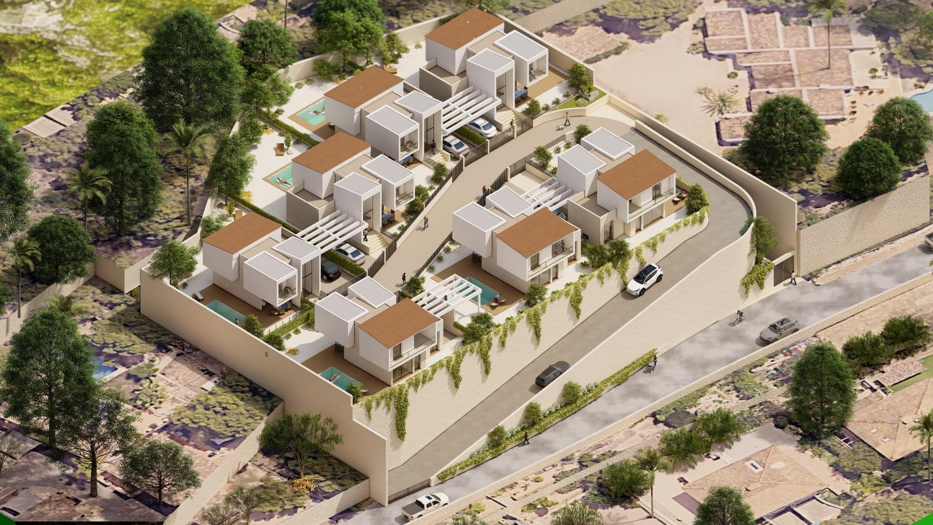 Front facade of 3-bedroom new-build villa, Montebello, La Nucía