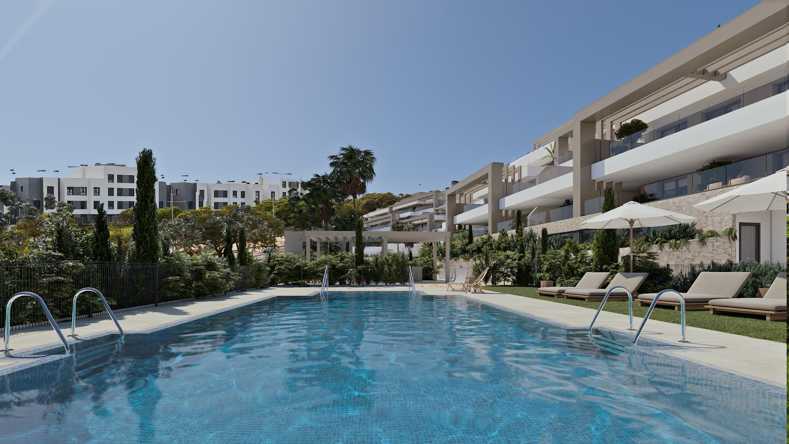 Living room interior in 3-bedroom penthouse, Las Mesas, Estepona