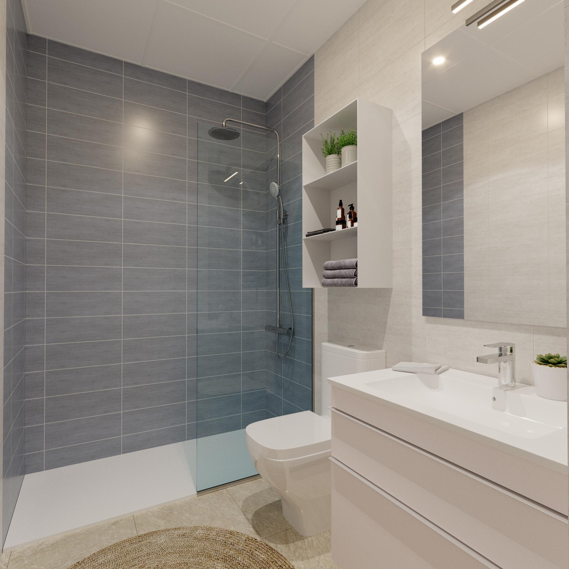 Bathroom with shower and modern fittings