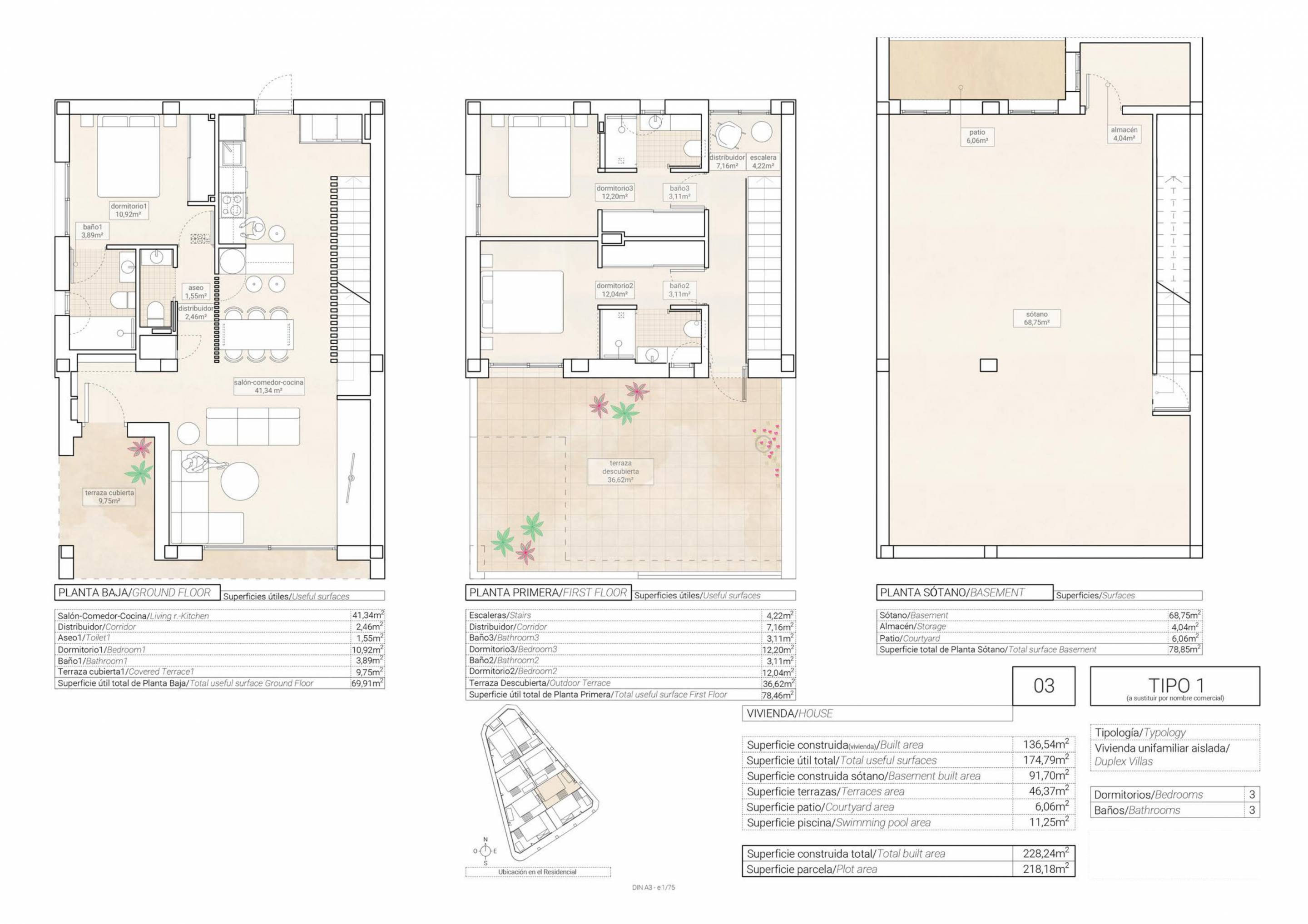 Outdoor plot area of new-build villa, Pueblo 6, Hondón de las Nieves