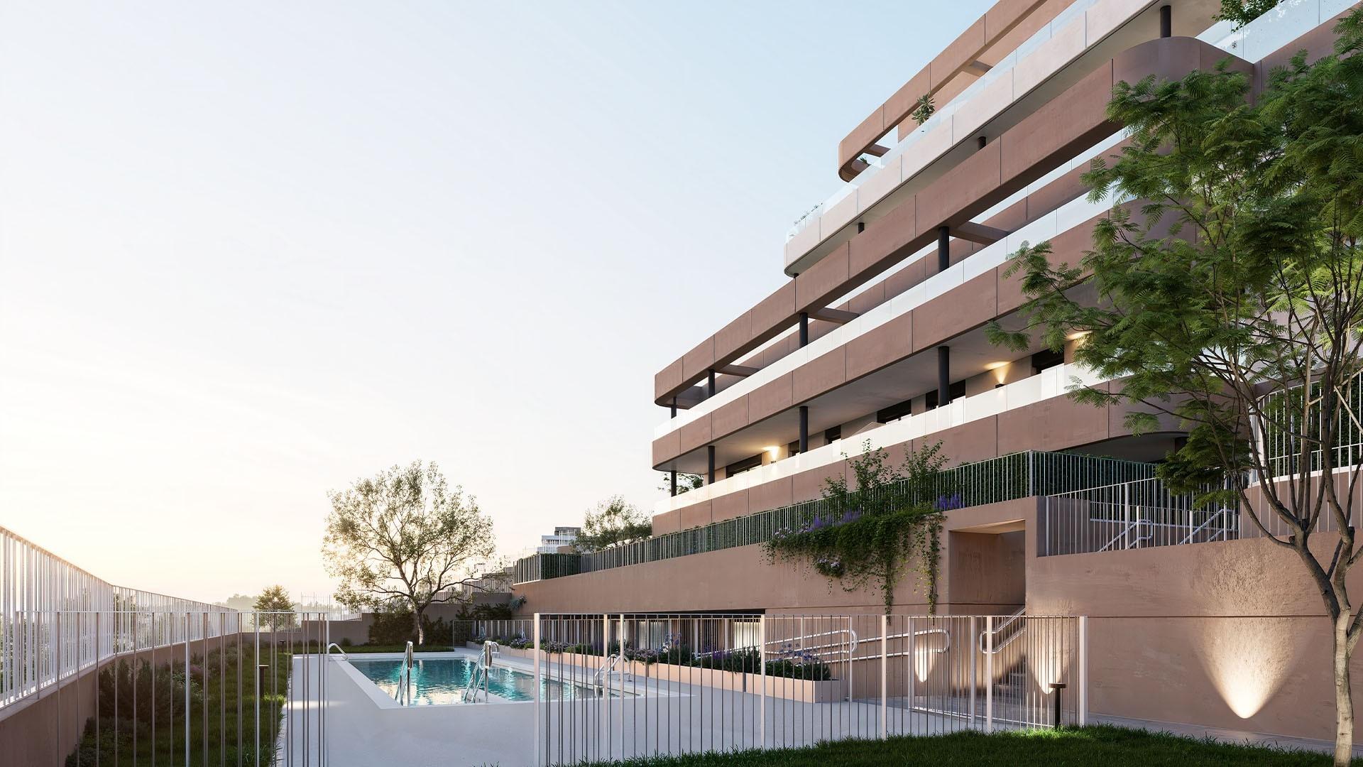 Living room with natural light, new-build apartment, Estepona Golf