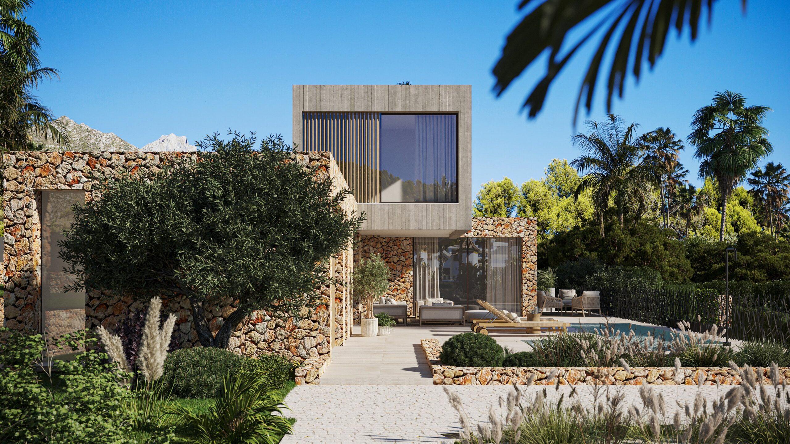 Villa for sale in Valle Del Sol, Jávea - exterior view of new-build property with plot