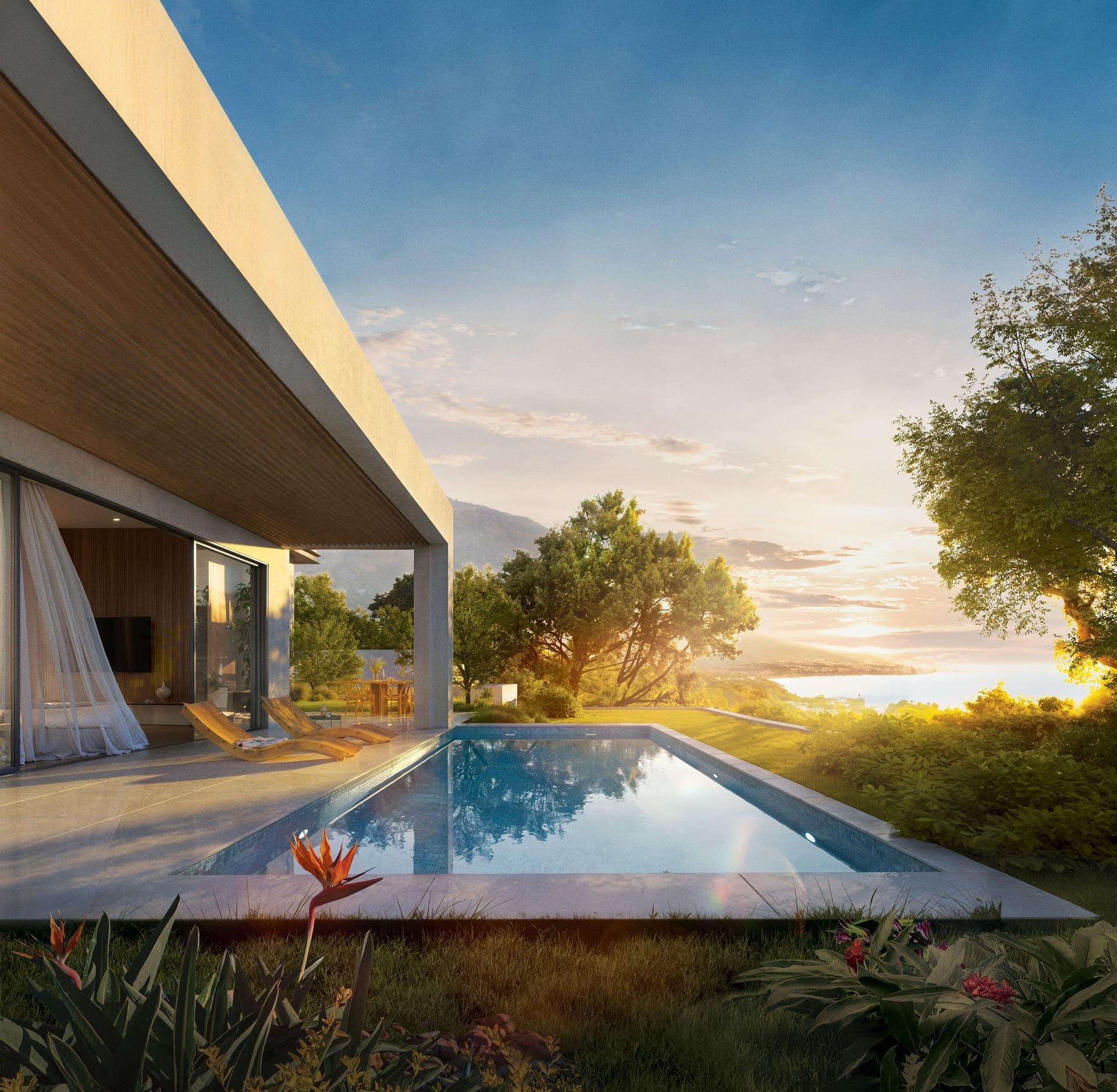 Open-plan living and dining room in new-build villa, El Higuerón