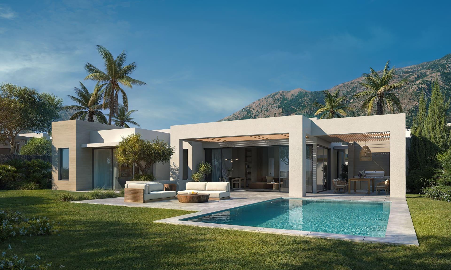 Upper-level terrace of new-build villa in El Higuerón, Mijas