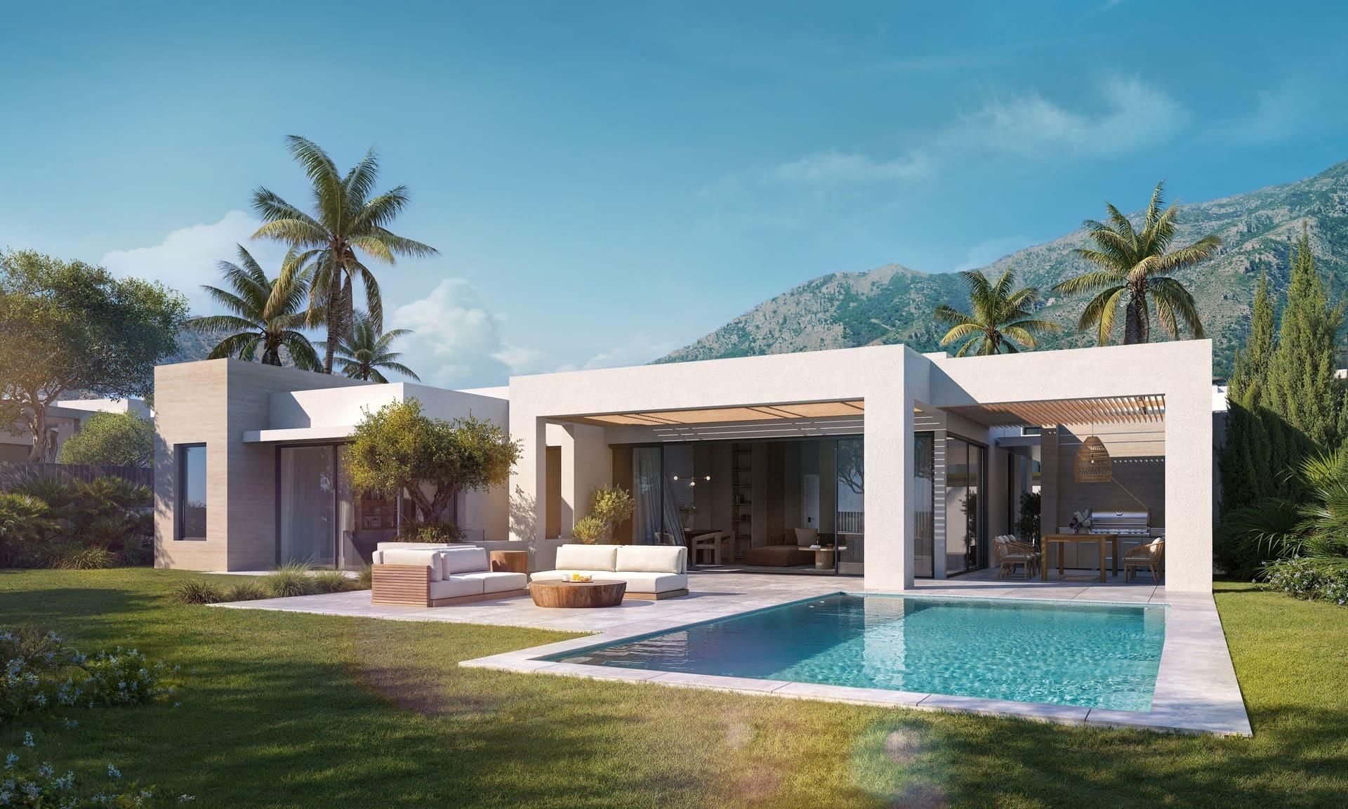 Aerial plot view of new-build villa, El Higuerón, Mijas
