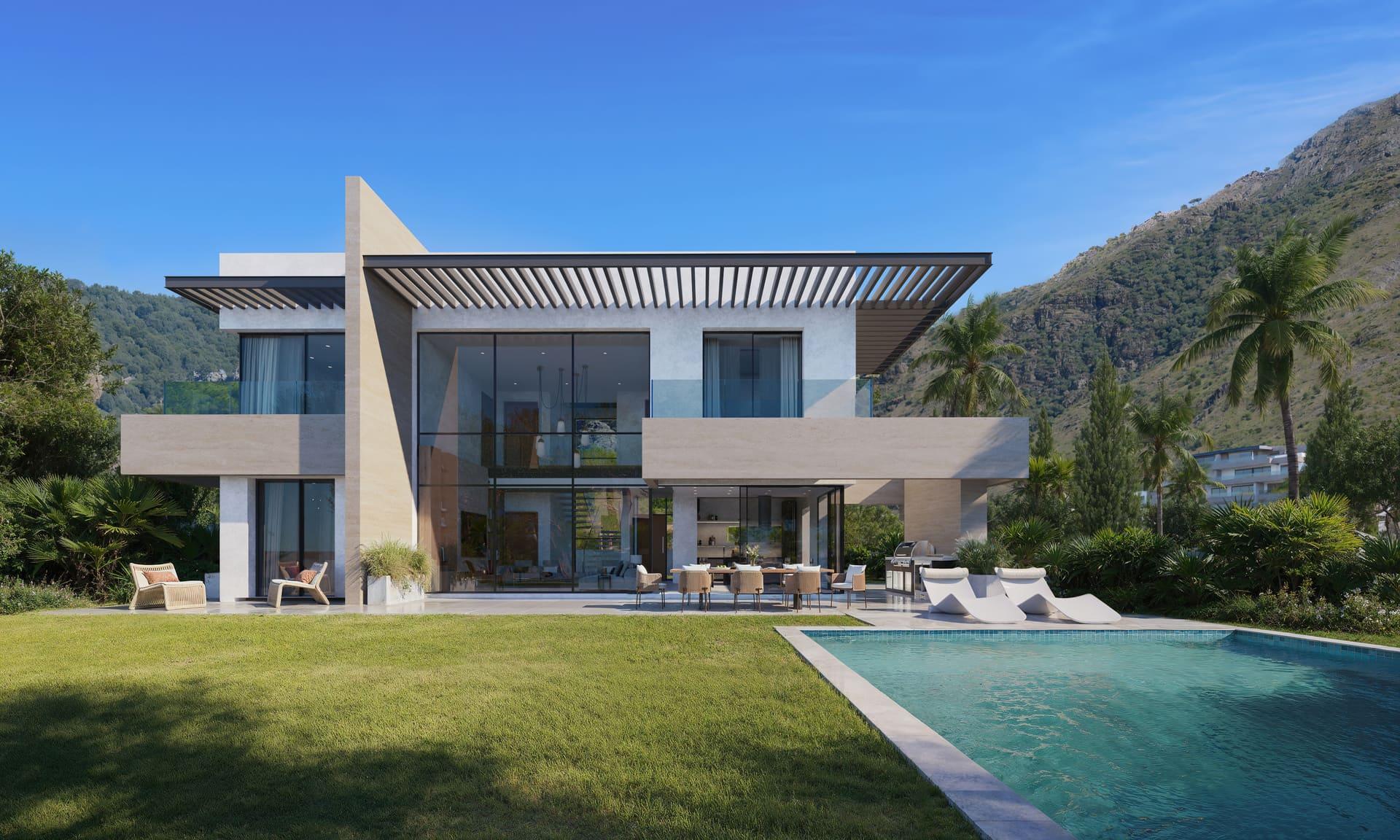 Living area in 5-bedroom new-build villa, El Higuerón, Mijas
