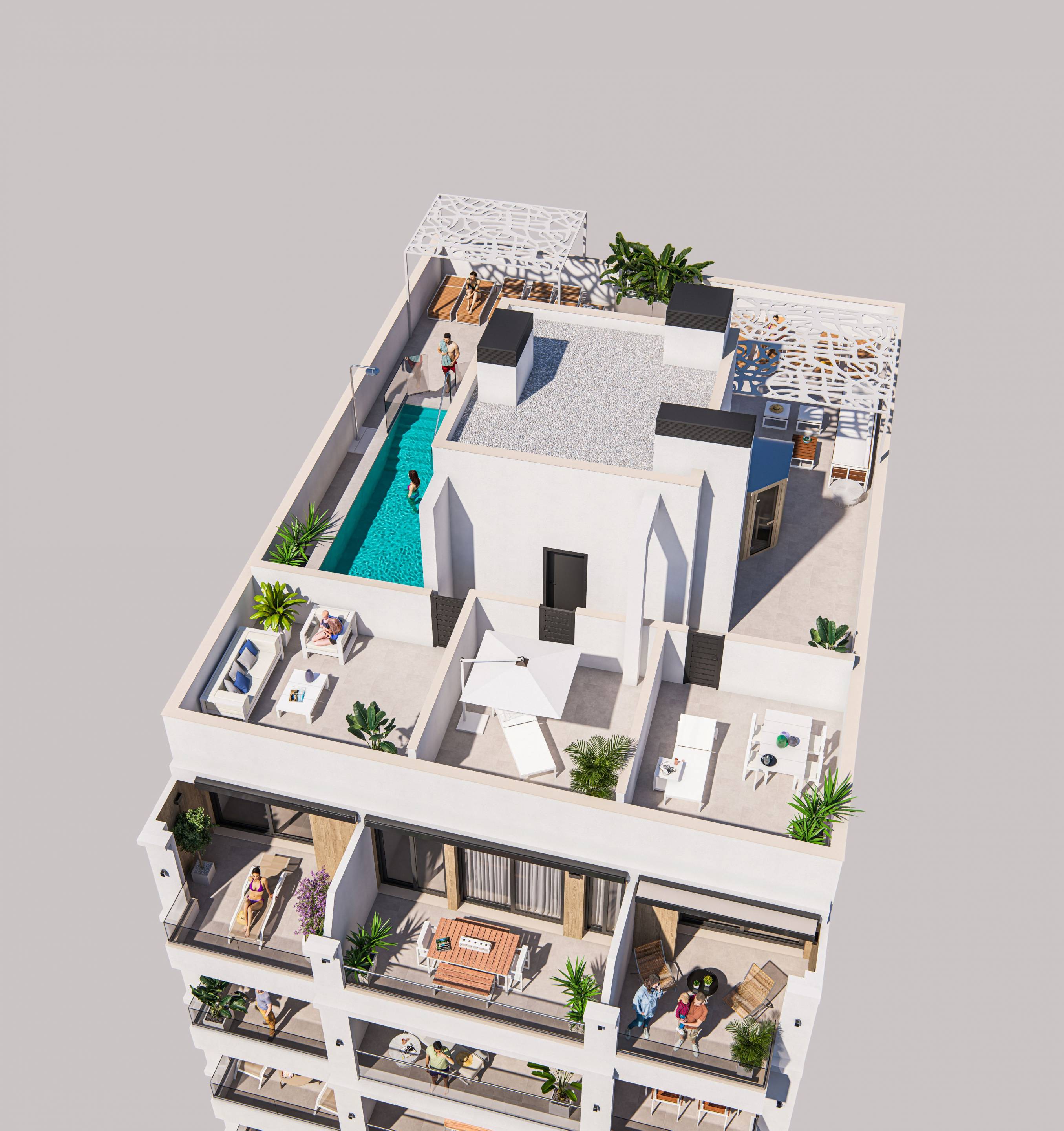 Bedroom window view in 2-bedroom penthouse, Centro, Torrevieja