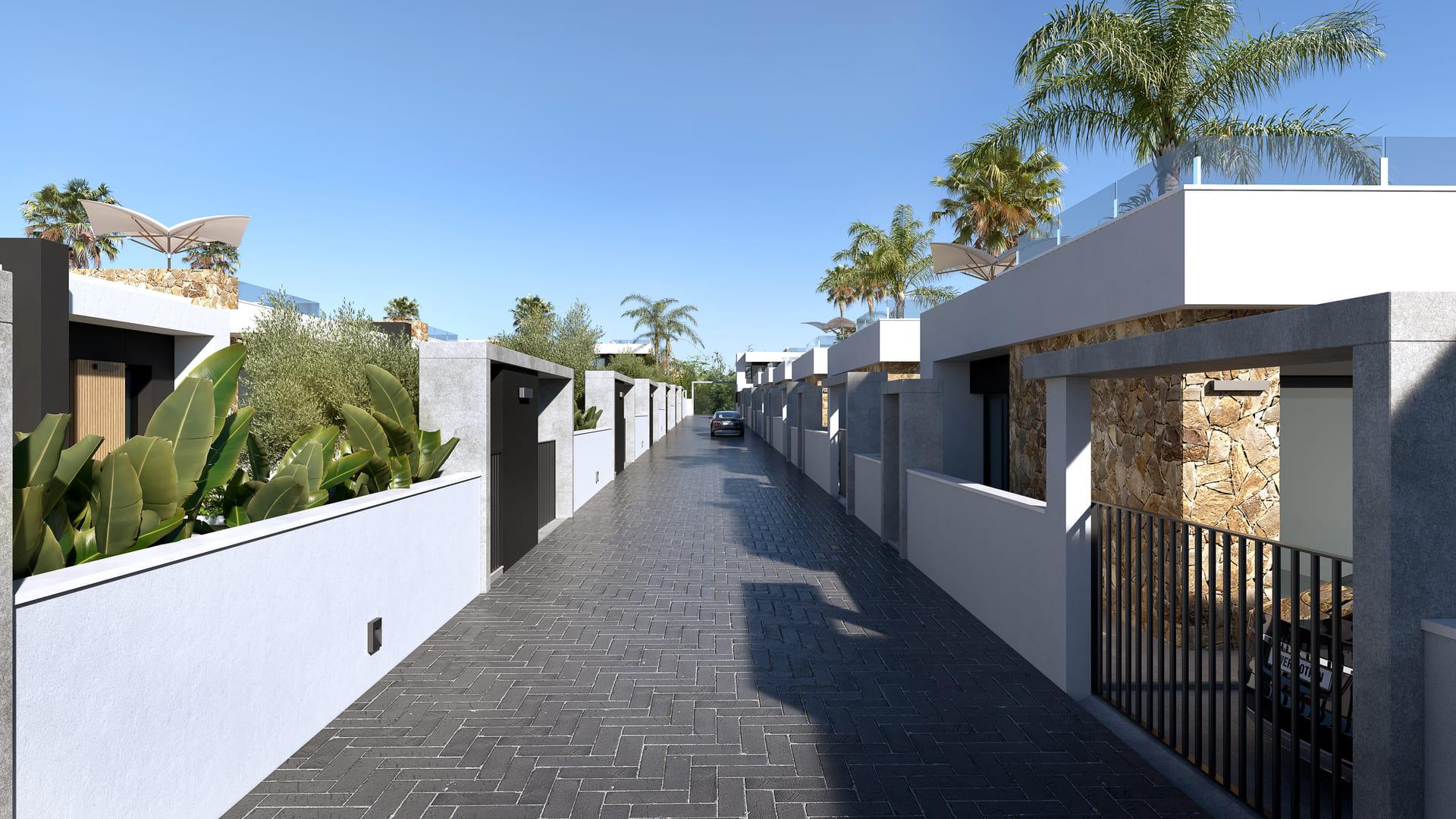 Solarium upper level with open sky view, new-build villa, Lo Marabú