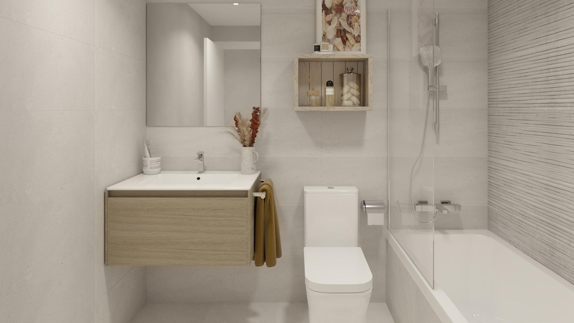 Bathroom fittings in new-build apartment, El Saltillo, Torremolinos