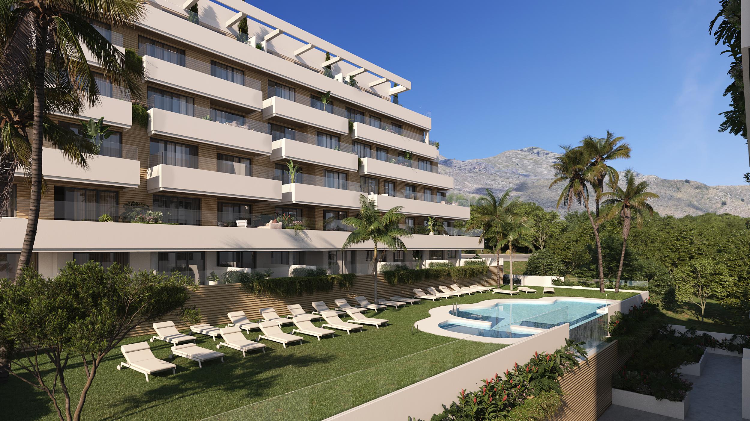 Communal garden or landscaped area, new-build development, El Saltillo