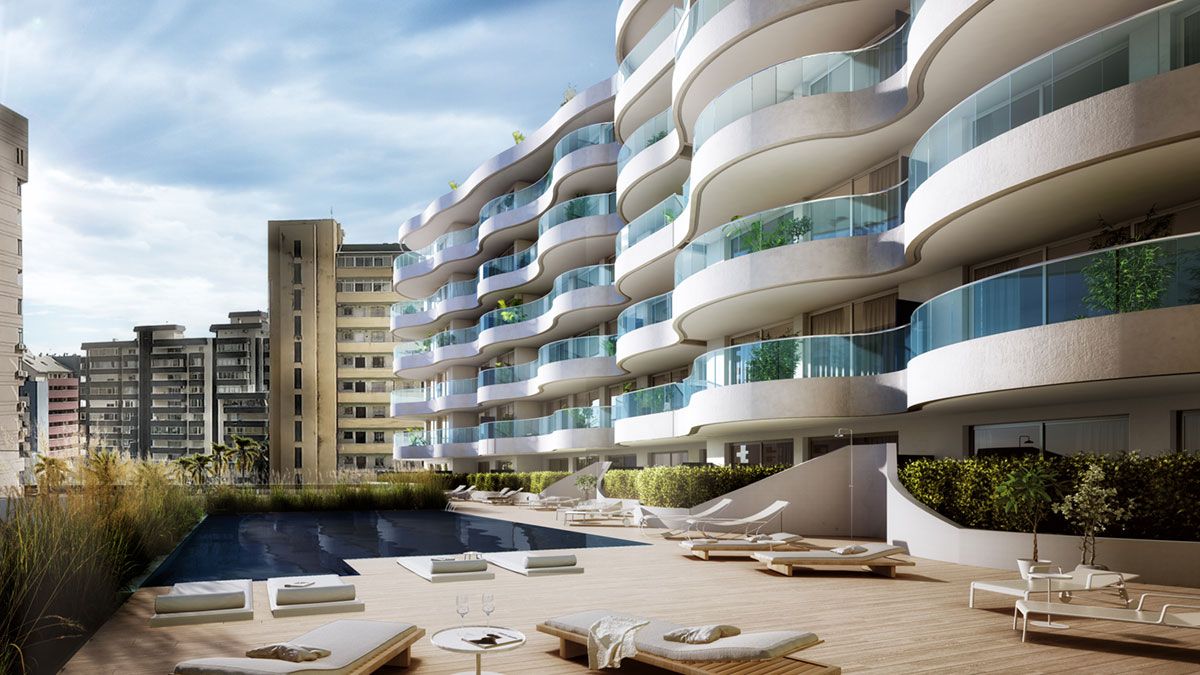 Living area in 2-bedroom penthouse, Paseo maritimo rey de espana