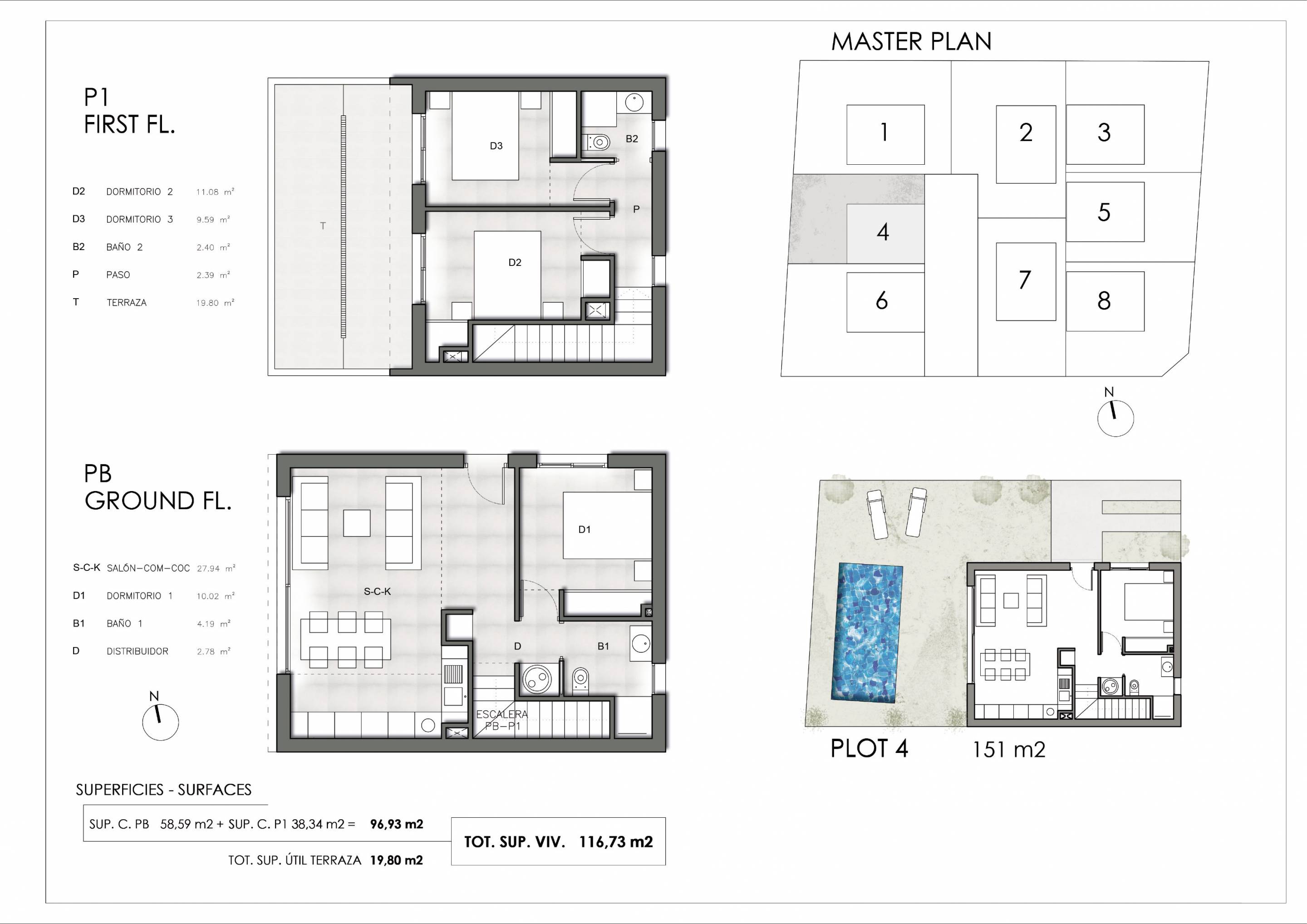 Site plan of new-build villa development, Villamartín-Las Filipinas