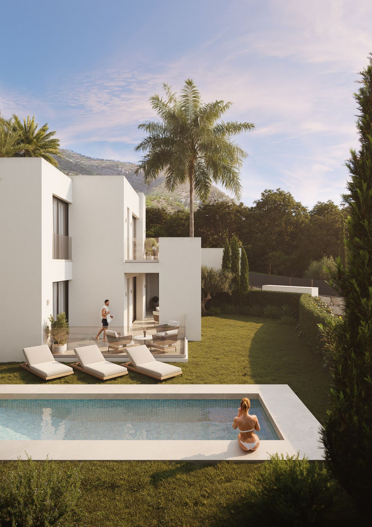 Landscaping detail at new-build villa, Mijas Pueblo, Mijas