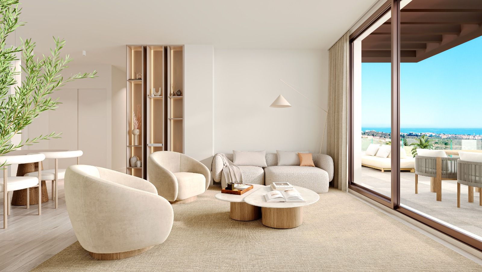 Communal gardens and pool surrounds, new-build development, Mijas